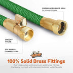 Flexi Hose with 8 Function Nozzle, 100FT - Lightweight Expandable Garden Hose, No-Kink Flexibility, 3/4 Inch Solid Brass Fittings and Double Latex Core - Green