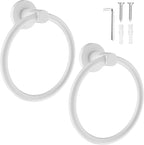 SetSail Towel Holder for Bathroom Wall Screw-in White Towel Ring Stainless Steel Heavy Duty Hand Towel Hanger for Bathrooms, Kitchen, 2 Packs