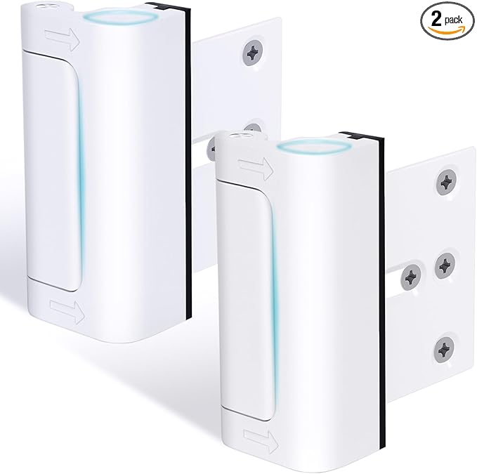 2Pack Door Reinforcement Lock Withstands 800lbs of Force - White Extra Proof Door Lock for Kids Safety Drilling Required,Prevents Unauthorized Entry,Add a Door Security Locks for Home Safety & Privacy