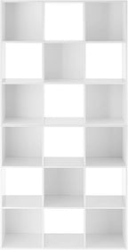 Whitmor 9 Cube Storage Organizer, 3 Tier Stackable MDF Bookcase, Open Storage Display Bookshelf, Storage Cabinet for Living Room, Bedroom, Home, Office, 35.5" L x 11.7" W x 35.5" H, White