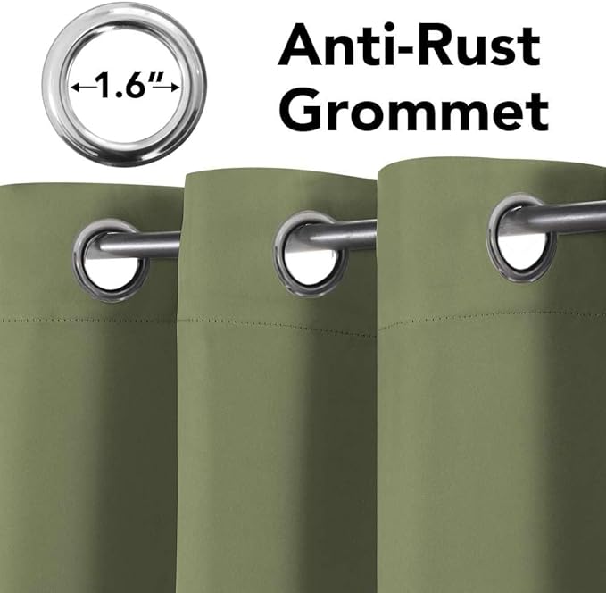 H.VERSAILTEX Untra Sleep Well Microfiber Blackout Thermal Insulated Curtains for Bedroom/Living Room Decorative Grommet Window Panels Drapes (Set of 2, Sage, 52 x 54 Inch)