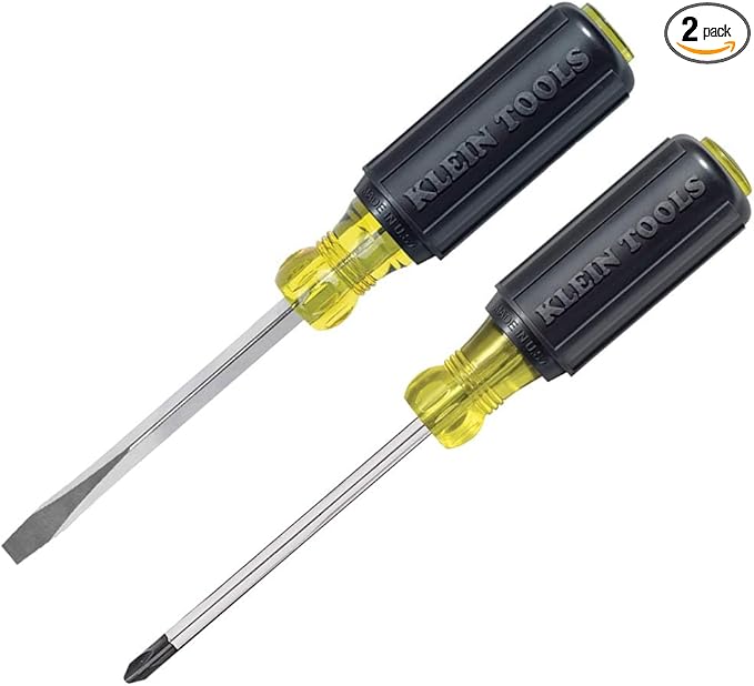 Klein Tools 85442 Klein Tools 85442 Screwdriver 2-Piece Set, Made in USA, 1/4 Keystone and #2 Phillips, Cushion Grip, Round and Square Shank, Heat Treated, Home Improvement