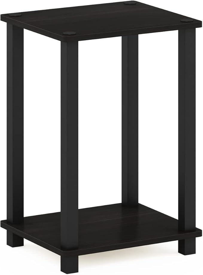 Furinno Simplistic Night Stand, 2-Tier Compact Nightstand with Open Shelf, Toolless Small Bedside Table, End Table, Side Table, for Bedroom, Closet, Dorm, Black Espresso