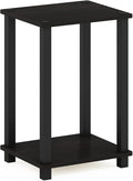 Furinno Simplistic Night Stand, 2-Tier Compact Nightstand with Open Shelf, Toolless Small Bedside Table, End Table, Side Table, for Bedroom, Closet, Dorm, Black Espresso