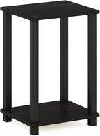 Furinno Simplistic Night Stand, 2-Tier Compact Nightstand with Open Shelf, Toolless Small Bedside Table, End Table, Side Table, for Bedroom, Closet, Dorm, Black Espresso