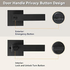 KAMOTA Privacy Door Levers, 2 Pack Matte Black Door Handles Bed and Bath Door Locks Interior Keyless Locksets, Left and Right Hand Reversible
