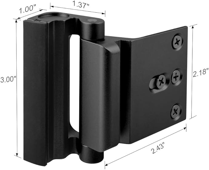 Home Security Door Lock Reinforcement - Child Proof High Security Door Locks with 3" Stop Withstand 800 lbs for Inward Swinging Front Door, Night Kids Safety Metal Flip Deadbolt Latch Defend Home