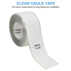 2 Rolls Caulk Tape Self Adhesive, Clear Waterproof Caulking Sealing Tape Peel and Stick for Bathroom Toilet Sink Kitchen Countertop Cabinet Baseboard Trim Wall Floor Tile Grout Glue, Transparent
