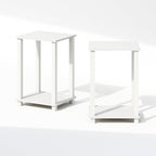 Furinno Simplistic Night Stand Set of 2, 2-Tier Small Nightstand with Open Shelf, Toolless Bedside Table, End Table, Side Table, for Bedroom, Closet, Dorm, White