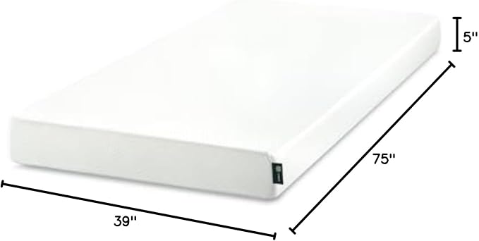 Zinus 5 Inch Twin Green Tea Memory Foam Mattress [New Version], Fiberglass Free, Medium Firm Feel, Zoned Pressure Relief, Certified Safe Foams & Fabric, Mattress in A Box