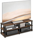 Furinno Turn-S-Tube TV Stand, 3-Tier Open Frame Design Entertainment Center, TV Console for TV up to 46 Inch, Toolless Assembly, for Living Room, Bedroom, Amber Pine