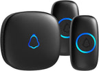 SECRUI Wireless Doorbell with 2 Buttons, Waterproof Mini Door Bell 1,000ft Range 110dB Mute Mode 58 Door Chimes & Colorful LED Flashing - Black