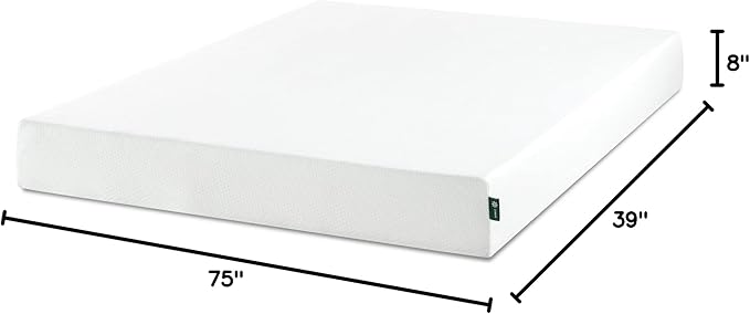 Zinus 8 Inch Twin Green Tea Memory Foam Mattress [New Version], Fiberglass Free, Medium Firm Feel, Zoned Pressure Relief, Certified Safe Foams & Fabric, Mattress in A Box