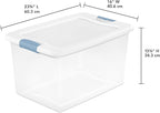 Sterilite 4-Pack 64 Quart Latching Box, Clear Plastic Storage Organizer Bins with White Lids - Large Stackable Containers for Home Bedroom, Dorm Room, and Closet Organization