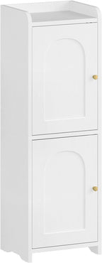 Bathroom Storage Cabinet, Small Corner Floor Cabinet with 2 Doors and Adjustable Shelf, Narrow Toilet Paper Cabinets, Bathroom Organizer for Small Spaces, 7.9" D x 9.8" W x 29.5" H White