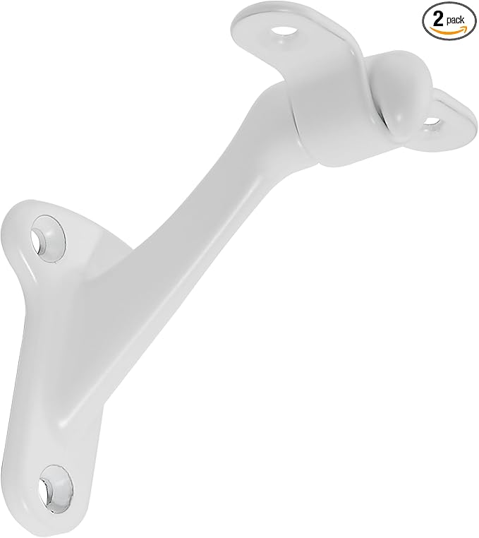 khtumeware 2 Pack 3 Inch White Hand Rail Bracket Heavy Duty Hardware for Stairways, Home or Office Vintage Stair Support Handrail Brackets