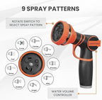 Giraffe Tools Garden Hose 100FT Non-Expandable Lightweight Flexible Water Hoses Burst 600 psi with 9 Spray Function Nozzle Heavy Duty Hose