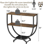 GILLAS 3 Tier Console Tables, 30" Height Entryway Table, Sofa Table Behind Couch, Industrial Entryway Furniture TV Stand with Storage for Living Room, Easy No-Extra-Tools Assembly, Rustic Brown