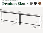 SUPERJARE 102.4 Inch Sofa Table with Power Outlets and USB-C Ports, 5.9 Inch Narrow Console Tables, Entryway Hallway Couch Tables with Storage, Behind Sofa, Small Spaces, Living Room, Grey