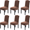 H.VERSAILTEX Velvet Dining Chair Covers Stretch Chair Covers for Dining Room Set of 6 Parson Chair Slipcovers Chair Protectors Covers Dining, Soft Thick Solid Velvet Fabric Washable, Caramel Cafe