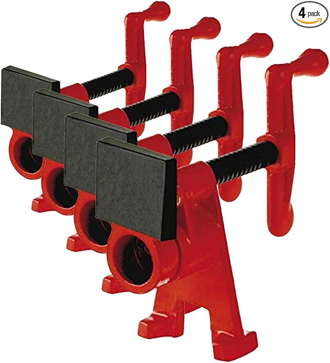 Bessey BPC-H34,3/4-In. H Style Pipe Clamps - Incredibly Versatile,Easy To Assemble,Indespensable Workshop Clamp For Woodworking,Carpentry,Home Improvement,and DIY Projects,(Pack of 4)