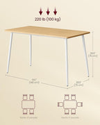 VASAGLE Dining Table, Dining Room Table for 4-6 People, Modern Farmhouse, for Kitchen, Quick Assembly, Heat-Resistant Surface, 29.5 x 55.1 x 29.5 Inches, Golden Oak and Cloud White UKDT100N01V2