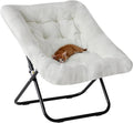 DUMOS Comfy Chair for Adults, Soft Faux Fur Folding Lounge for Bedroom Living Room Dorm Rooms Flexible Reading Chair for Teens, Large Size Foldable (Square-Creamy)