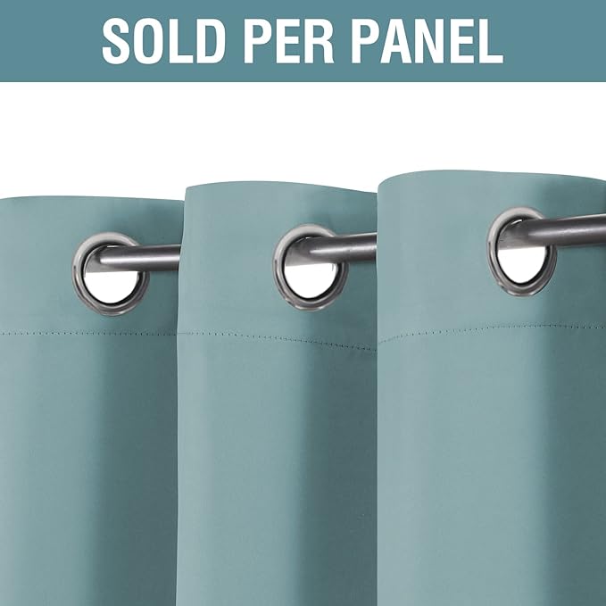 H.VERSAILTEX Blackout Curtain for Living Room Thermal Insulated Window Treatment Curtain Extra Long 108 inch Length Energy Saving Solid Grommet Blackout Drape, One Panel, Mineral Blue, 52" W x 108" L