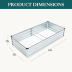 DUMOS Raised Garden Bed Outdoor, 2 Pcs 6x3x1ft Planter Box Outdoor for Deep-Rooted Herbs/Flowers/Vegetables, Large Metal Garden Bed for Patio, Balcony and Backyard, Silver
