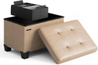 Storage Ottoman Cube with Small Bin, 16-in Square Ottoman with Storage for Living Room and Bedroom, Small Ottomans Foot Rest, Leather Foot Stools Ottomans Max 330lbs, Taupe
