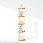 Furinno Turn-N-Tube Storage Shelves, 5-Tier Book Shelf, Corner Shelf, Toolless Open Shelves, for Organization and Storage, Living Room, Home Office, Hallway, Bedroom, Beech