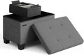 Storage Ottoman Cube with Small Bin, 16-in Square Ottoman with Storage for Living Room and Bedroom, Small Ottomans Foot Rest, Fabric Foot Stools Ottomans Max 330lbs, Grey