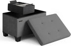 Storage Ottoman Cube with Small Bin, 16-in Square Ottoman with Storage for Living Room and Bedroom, Small Ottomans Foot Rest, Fabric Foot Stools Ottomans Max 330lbs, Grey