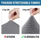 H.VERSAILTEX 4 Piece Stretch Sofa Covers for 3 Cushion Couch Covers for Living Room Furniture Slipcovers (Base Cover Plus 3 Seat Cushion Covers) Upgraded Thicker Jacquard Fabric (XL Sofa, Grey)
