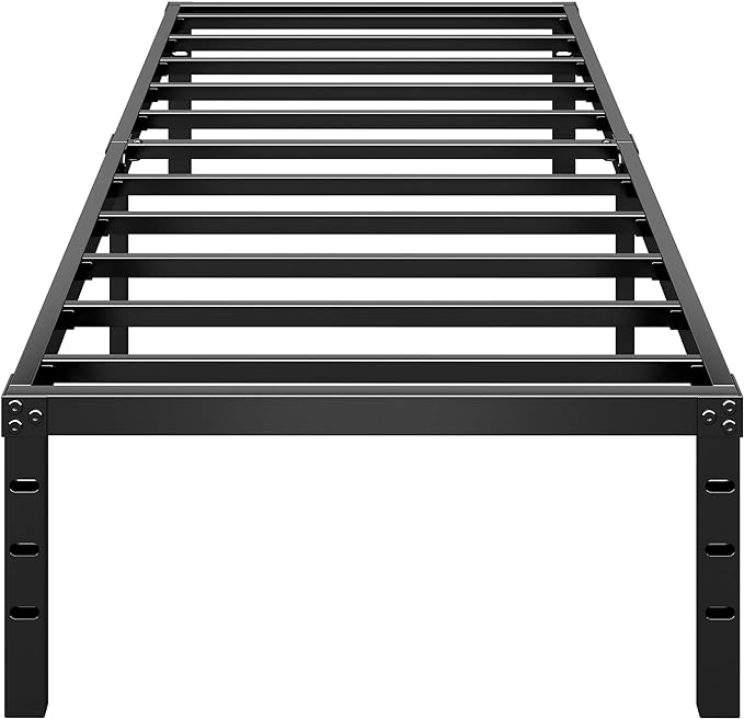 Metal Platform Bed Frame 18 Inch Tall,No Box Spring Needed,Twin Size Bed with Heavy Duty Strong Support Slats,Easy to Assemble,Black