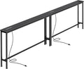 SUPERJARE 102.4 Inch Sofa Table with Power Outlets and USB-C Ports, 5.9 Inch Narrow Console Tables, Entryway Hallway Couch Tables with Storage, Behind Sofa, Small Spaces, Living Room, Black