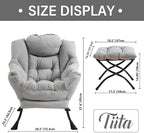 Tiita Lazy Chair with Ottoman, Light Grey Modern Large Accent Chair, Comfy Leisure Sofa Armchair with Ottoman, Reading Chair with Footrest for Bedroom, Living Room, Dorm Rooms, Light Grey