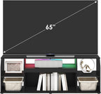 Furinno Jaya TV stand for up to 65 Inch TV, Gaming Enterteinment Center with LED Lights, Living Room Media Console Table, Americano