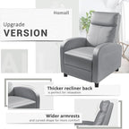 Homall Recliner Chair, Recliner Sofa for Adults, Recliners Home Theater Seating with Lumbar Support, Reclining Sofa Chair for Living Room (Leather, Grey)