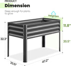 KING BIRD Raised Garden Bed with Irrigation System and Legs Galvanized Elevated Planter Box 48×24×30 in for Backyard, Patio, Balcony, 400lb Capacity, Dark Grey