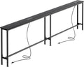 SUPERJARE Sofa Table with 2 Power Outlets and USB-C Ports, 5.9 Inch Narrow Console Table with Storage, Extra-Long, for Entryway Hallway Couch Behind Sofa, Small Spaces (Black, 5.9"D x 86.6"W x 29.7"H)