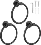 SetSail Towel Holder for Bathroom Wall Matte Black Towel Ring Stainless Steel Hand Towel Holder Heavy Duty Towel Hanger for Bathroom, 3 Packs
