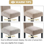 H.VERSAILTEX Velvet Dining Chair Covers Stretch Chair Covers for Dining Room Set of 6 Parson Chair Slipcovers Chair Protectors Covers Dining, Soft Thick Solid Velvet Fabric Washable, Oatmeal