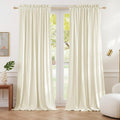 NICETOWN Thermal Insulated Velvet Curtains Ivory White 84 inch Length, Heavy Duty Keep Warm Room Darkening Thermal Insulated Drapes for Patio Hall Villa, Bedroom Window Treatments Set of 2
