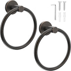 SetSail Towel Holder for Bathroom Wall 2 Packs Towel Ring Screw-in Stainless Steel Hand Towel Hanger for Bathrooms Oil Rubbed Bronze