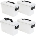 Sheffield 12758 4-Pack Ammo Storage Box, Stackable .30 Cal Field Boxes, Water and Dust Resistant, Lockable Storage Box with Handle, Secures Hunting Gear, Supplies, and Bullets, Made in USA, Frost