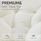 DUMOS Comfy Saucer Chair, Faux Fur Lounge Seasting XL Circle Chair for Bedroom, Dorm & Gaming, Foldable Fashion Accent Seat for Small Spaces, Folding Moon/Mushroom/Round Oversized Style,White