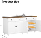 4 EVER WINNER Buffet Cabinet with Storage, 55'' Large Farmhouse Storage Cabinet with 2 Drawers and 4 Doors, Coffee Bar Cabinet with Adjustable Shelves for Kitchen, Dining Room, White