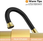 Bathroom Faucets for Sink 3 Hole, Hurran 4 inch Black and Gold Bathroom Sink Faucet with Pop-up Drain and Supply Hoses, Stainless Steel Lead-Free Centerset Faucets for Vanity RV