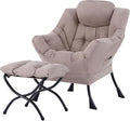 Tiita Lazy Chair with Ottoman, Khaki Modern Large Accent Chair, Comfy Leisure Sofa Armchair with Ottoman, Reading Chair with Footrest for Bedroom, Living Room, Dorm Rooms, Khaki